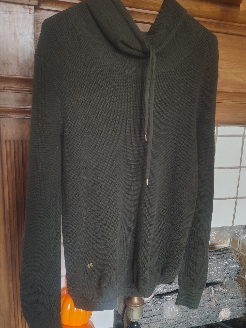 Lauren Ralph Lauren Dark Olive Cowlneck Drawstring Sweater